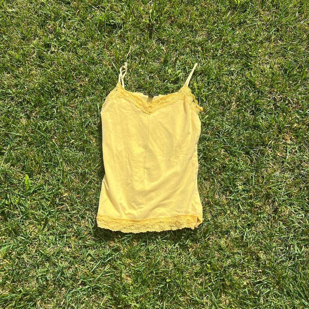1990s Rosio in lace top yellow women’s size L Large